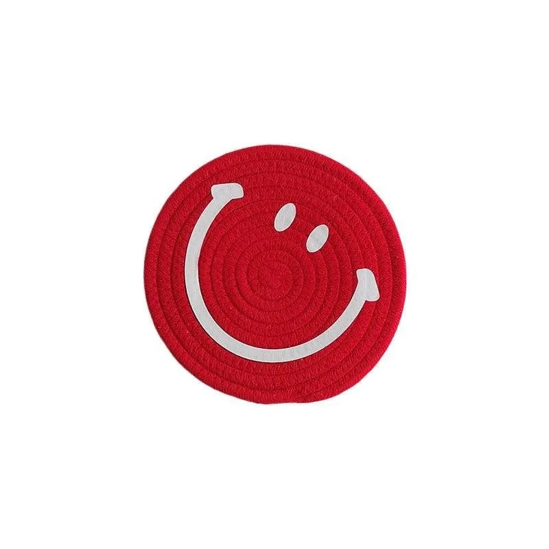 Smiley Face Hand Woven Ramie Coasters