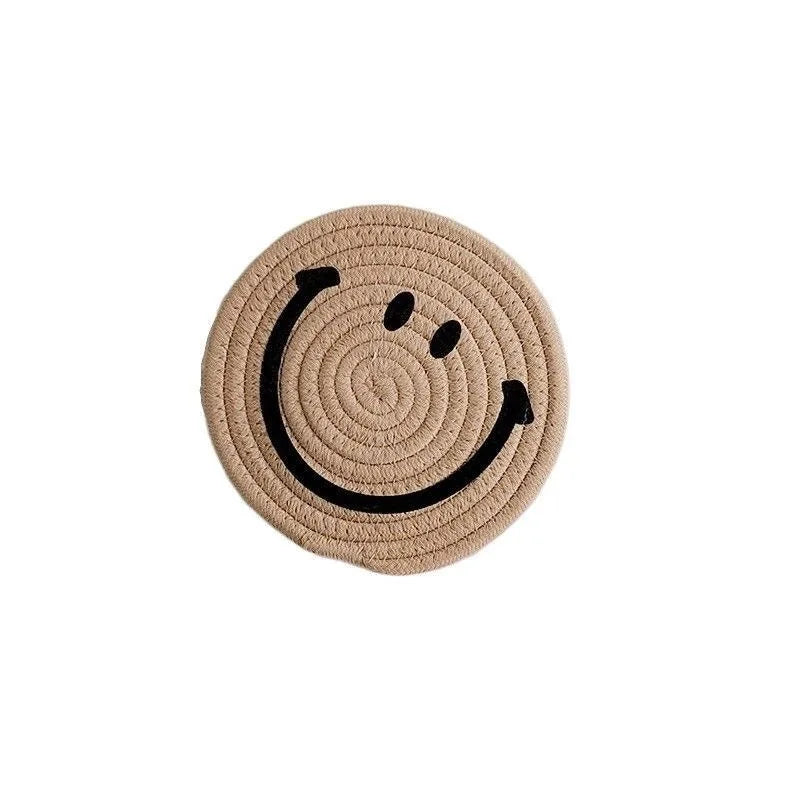 Smiley Face Hand Woven Ramie Coasters