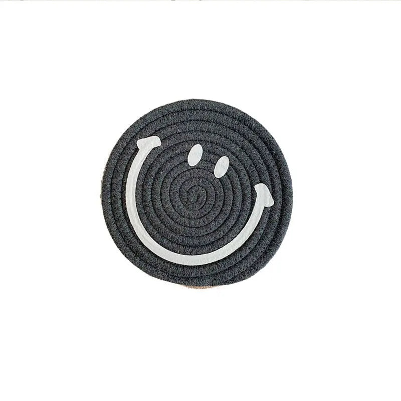 Smiley Face Hand Woven Ramie Coasters