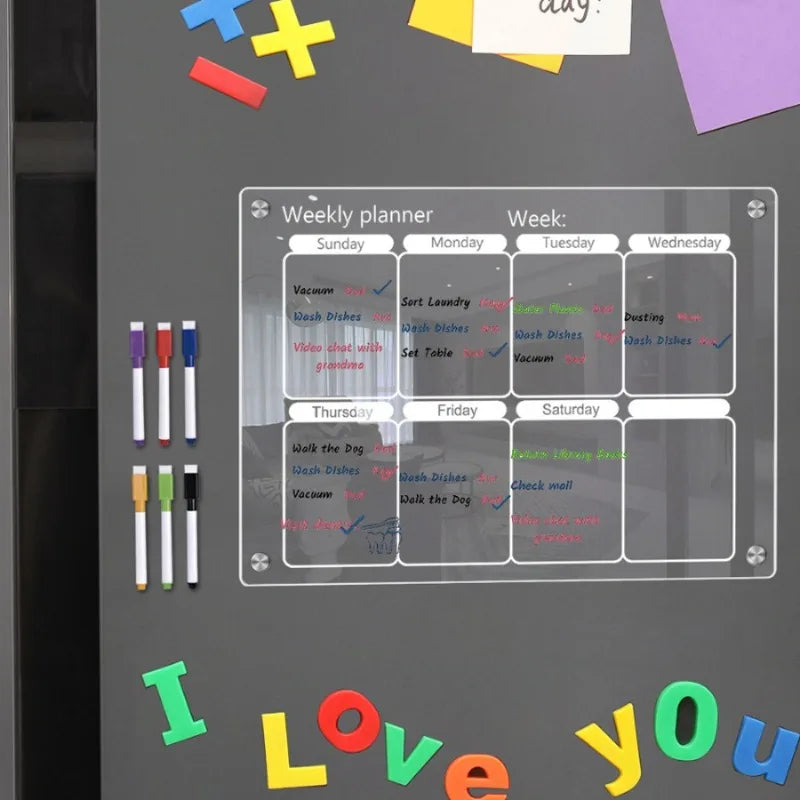Clear Acrylic Magnetic Fridge Planner