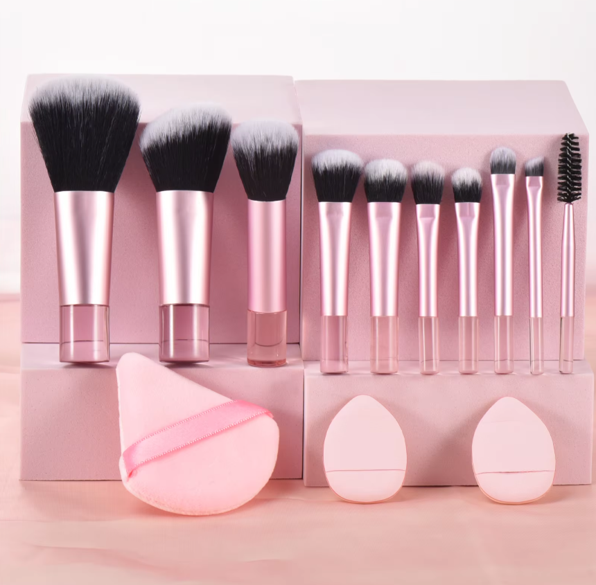 10Pcs Mini Makeup Brush Set with Storage Bag