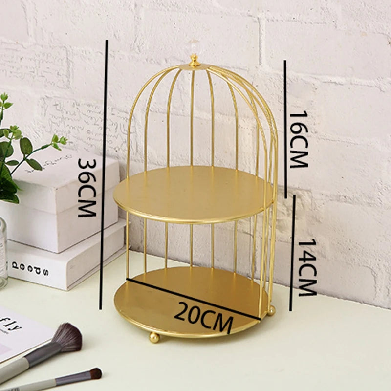 Elegant Gold Iron Cage Display Stand