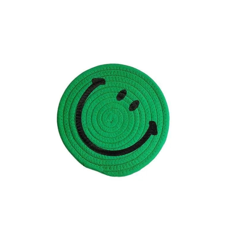 Smiley Face Hand Woven Ramie Coasters