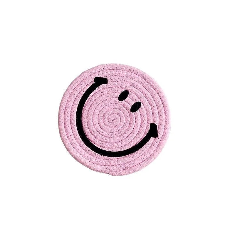Smiley Face Hand Woven Ramie Coasters