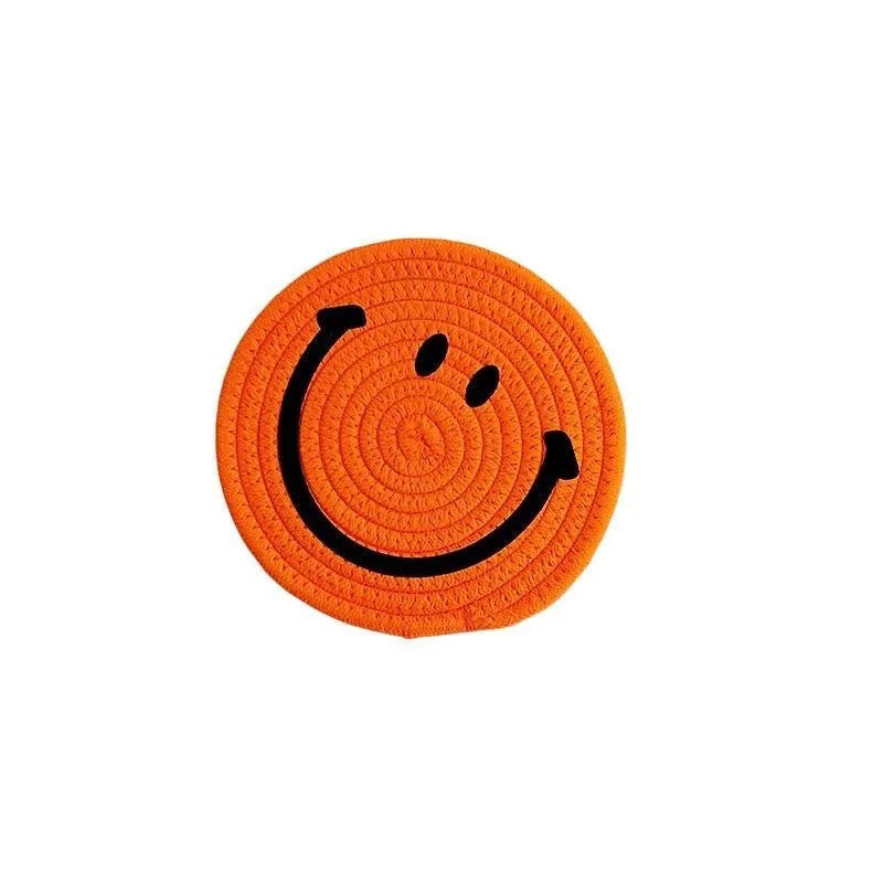 Smiley Face Hand Woven Ramie Coasters