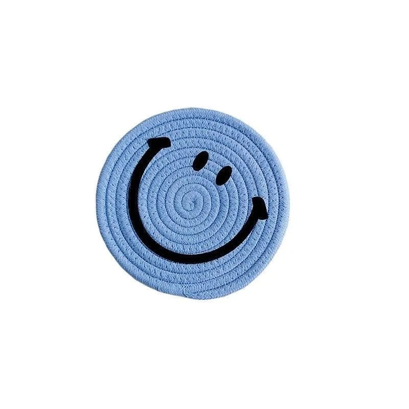 Smiley Face Hand Woven Ramie Coasters