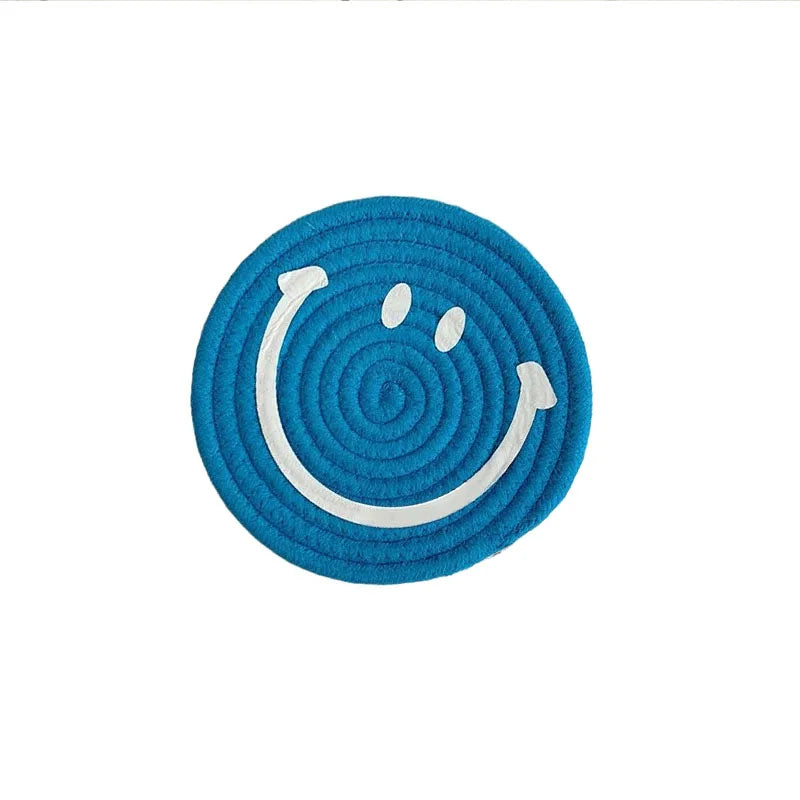 Smiley Face Hand Woven Ramie Coasters