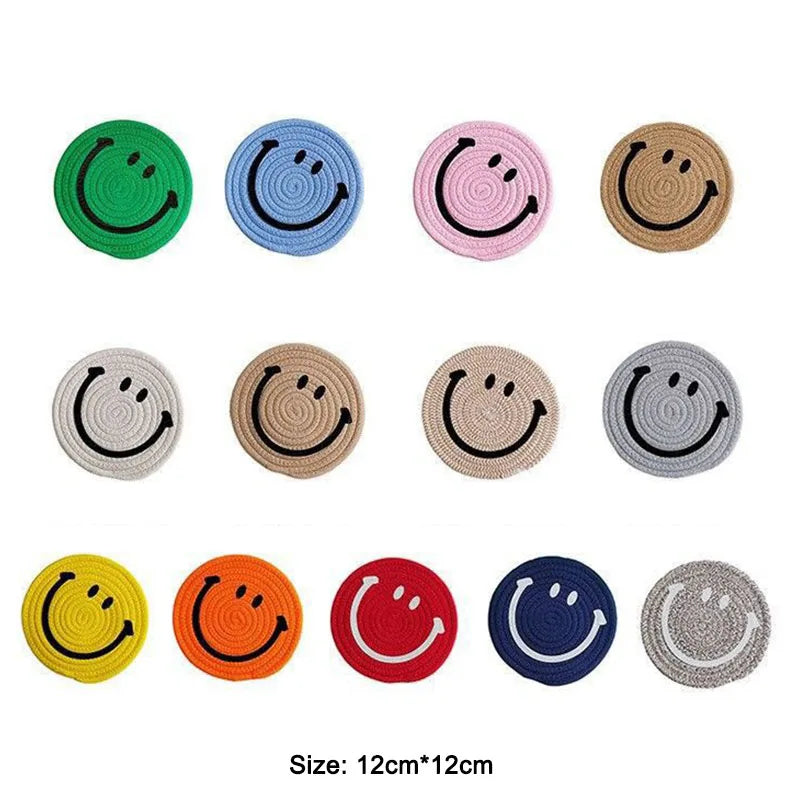 Smiley Face Hand Woven Ramie Coasters