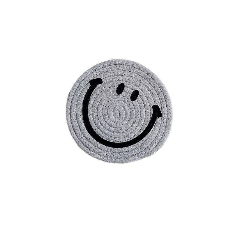 Smiley Face Hand Woven Ramie Coasters