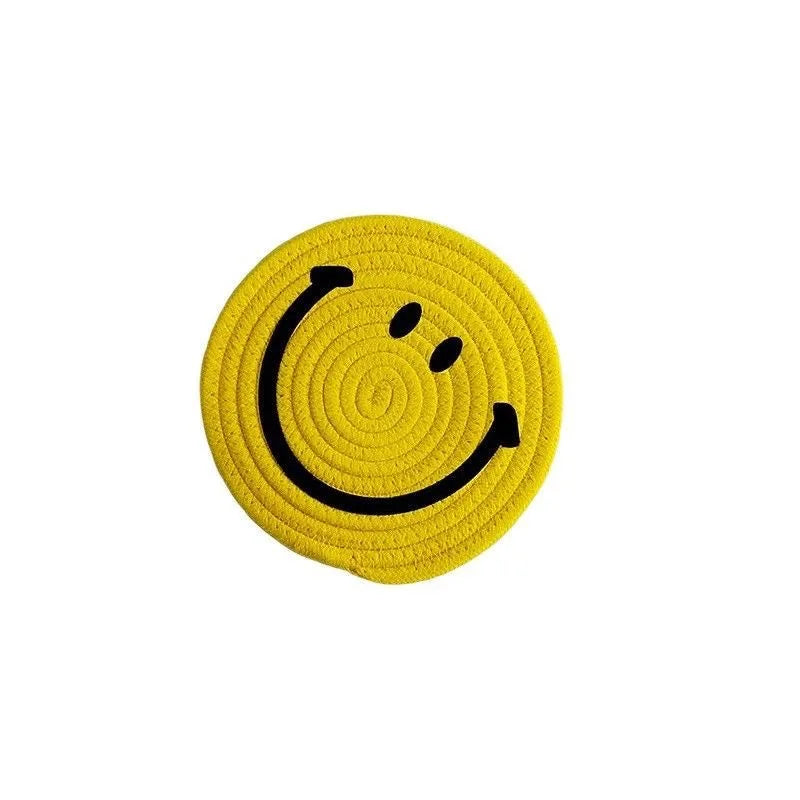 Smiley Face Hand Woven Ramie Coasters