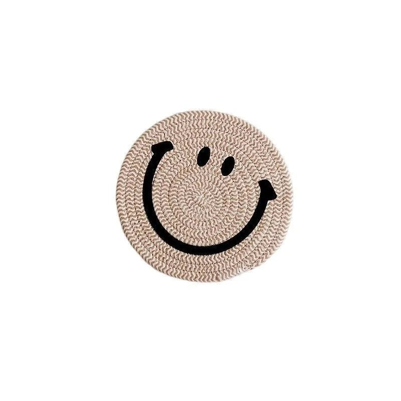 Smiley Face Hand Woven Ramie Coasters